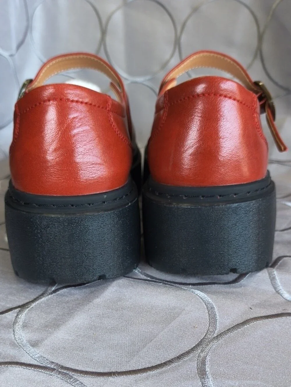 Platform Mary Jane Shoes in Red with Chunky Sole SS1